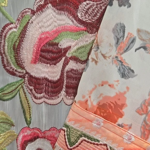 John Mark-NWT-Floral Paisley Embroidered "Garden Party" Patchwork Kimono-Size 2X - Picture 16 of 17